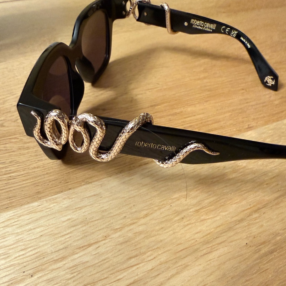 Roberto Cavalli Snake Black Rectangular Sunglasses - image 7